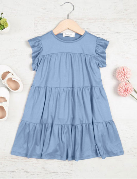 Ruffled Dress - Dusty Blue